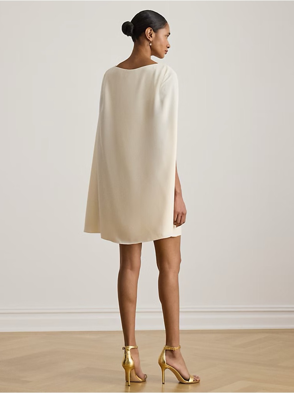 Lauren Ralph Lauren Georgette Cream Cape Mini Dress